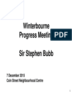 Winterbourne Progress Meeting Sir Stephen Bubb: 7 December 2015 Coin Street Neighbourhood Centre