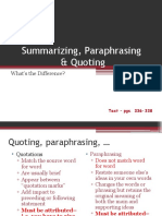 Summarizing Paraphrasing Quotation Integration