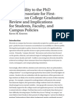 Accessibility To The PHD and Professoriate For First-Generation College Graduates: Review and Implications For Students, Faculty, and Campus Policies