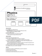 Edexel GCSE (9-1) Science CP1 Motion and CP2 Forces and Motion Test 15 - 16 With Mark Scheme