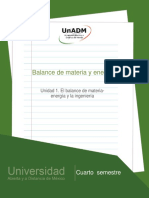 Unidad 1. El Balance de Materia - Energia y La Ingenieria