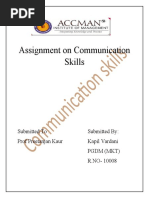 Assignment On Communication Skills