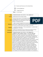 Lesson Plan Function and Structure of The Human Body