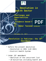 Devloution in Health Sector by Dr. Babar Tasneem