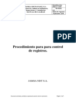 PROC-G-004 Procedimiento para Control de Registros