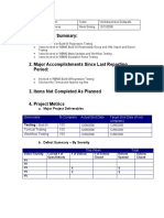 High Level Summary:: A. Major Project Deliverables