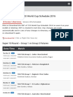 PDF of T20 World Cup Schedule 2016: Super 10 Round - Group 1 Vs Group 2 Fixtures