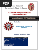 Evaluacion de Unidades de Albañileria UNSAAC