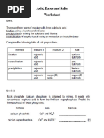 Acid Bases and Salts Worksheet