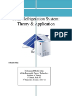 Solar Refrigeration System: Theory & Application: Assignment On