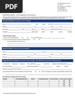 Preliminary Underwriting Application