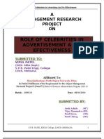 Role of Celebrities in Advertisement &amp Its Efectiveness