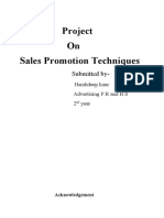 Project: On Sales Promotion Techniques