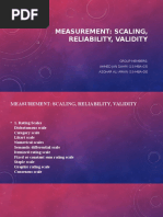 Measurement: Scaling, Reliability and Validity