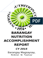 Barangay Nutrition Accomplishment: Barangay Magsaysay, Bobon, N. Samar