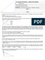 Exercícios de Fixação - Trabalho e Energia