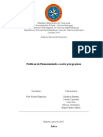 Políticas de Financiamiento A Corto y Largo Plazo - Natera