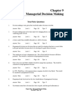 Managerial Decision Making: True/False Questions