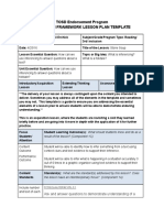 TOSD Endorsement Program Danielson Framework Lesson Plan Template