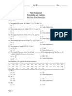 Final Assignment Probability and Statistics: Due Date: Final Exam Day