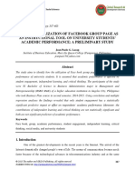 Impact of Utilization of Facebook Group Page As An Instructional Tool On University Students Academic Performance - A Preliminary Study