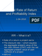 Internal Rate of Return and Profitability Index