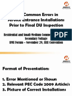 Most Common Errors in Service Entrance Installations Residential and Small Medium Commercial Buildings Secondary Voltage