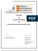 Consumer Perception About Durable Goods