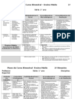 Plano de Curso ESPANHOL 1º ANO 2016