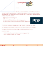 Toy Designers Task Sheet and Rubric