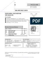 Die Specification Switching Transistor NPN Silicon: Features: N N N N