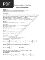 Exercices Corrig S Arithm Tique PDF