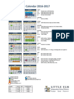 2016-2017 School Calendar