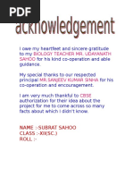 Bio Acknowledgement Page For Investigaory Project