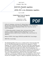 Kathy Keeton v. Hustler Magazine, Inc., 682 F.2d 33, 1st Cir. (1982)