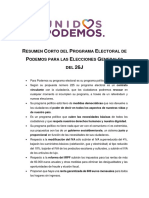 Resumen CORTO Programa Electoral Podemos para Las Elecciones Generales Del 26J