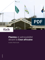 Plaintes Et Admissibilité Devant La Cour Africaine: La FIDH Publie Un Guide Pratique