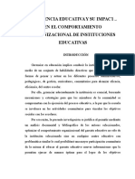 Gerencia Educativa y Su Impacto en El Comportamiento Organizacional de Instituciones Educativas