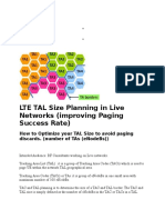 LTE TAL Size Planning in Live Networks (Improving Paging Success Rate)