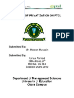 Impacts of Privatization On PTCL