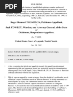 Roger Bernard Thompson v. Jack Cowley, Warden and Attorney General, of The State of Oklahoma, 951 F.2d 1260, 10th Cir. (1991)