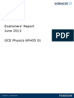 Examiners' Report June 2013 GCE Physics 6PH05 01