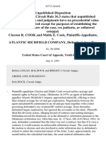 Claxton R. Cook and Mable E. Cook v. Atlantic Richfield Company, 937 F.2d 616, 10th Cir. (1991)