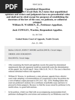 William H. Warren, Jr. v. Jack Cowley, Warden, 930 F.2d 36, 10th Cir. (1991)