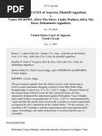 United States v. Vance Murphy, D/B/A The Store Linda Wallace, D/B/A The Store, 977 F.2d 503, 10th Cir. (1992)