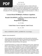 Leonard Renal Roberts v. Ronald Champion Attorney General of The State of Oklahoma, 131 F.3d 152, 10th Cir. (1997)