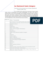 List of Other Backward Caste Category