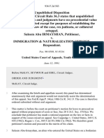 Saleem Abu Irmayshan v. Immigration & Naturalization Service, 936 F.2d 583, 10th Cir. (1991)