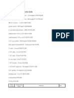 Material Amount Unit Cost Total