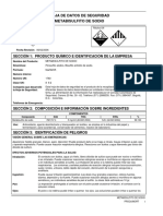 Metabisulfito de Sodio Hoja de Datos de Seguridad